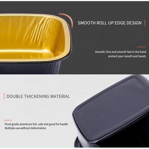 Giá tốt nhất nhà máy thực phẩm hộp dùng một lần khay nướng cốc vàng đen sinh thái thân thiện Takeaway nhôm lá bao bì thực phẩm <span class=keywords><strong>container</strong></span> - Product Image 3