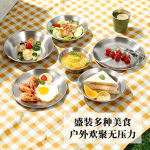 Ensemble d'assiettes et de bols en acier inoxydable Wild Fun pour le camping, les voyages, la randonnée, 4, 8 ou 16 pièces, qualité alimentaire, portable, facile à nettoyer - Product Image 3