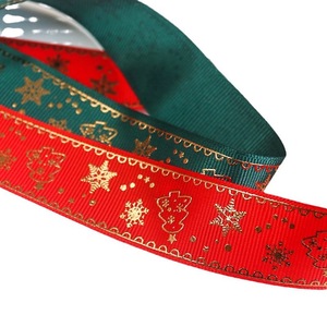 Pita poliester cetak Foil emas lebar 2.5 cm disesuaikan dengan Logo hadiah pita Grosgrain untuk dekorasi Natal - Product Image 5
