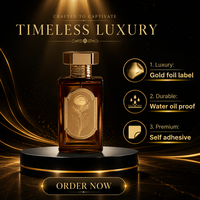 Étiquettes de parfum personnalisées en aluminium doré, imperméables, résistantes à l'huile, autocollantes pour flacons cosmétiques