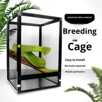 360 °   Terrarium multi-reptiles pliable panoramique, cage pour gecko à crête, ventilation supérieure, alimentation facile, montage simple