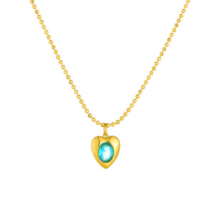 Heart Shape Rhinestone Pendant Necklace Gold Tone Bezel Setting Clavicle Chain Gift Jewelry N3304 - Product Image 4