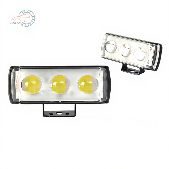 CQHZJ Motorcycle Three-bead Spotlight with High and Low Beam Yellow and White Integrated Headlight