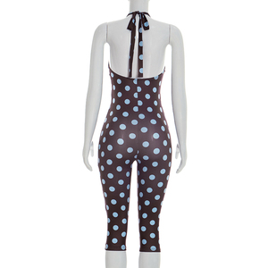 วิวิบลุค J26JP088 จั๊มสูทฤดูร้อนสำหรับผู้หญิงใหม่ลายจุดพิมพ์ลายแขนกุดผูกเชือกทรงสลิมฟิตกางเกงครอปจั๊มสูทชิ้นเดียว - Product Image 4