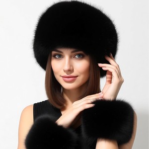 Fascia per capelli e Scaldamani da donna invernali in finta pelliccia di volpe, imbottiti, senza cappuccio, extra spessi, antivento, regolabili, stile street - Product Image 4