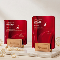 Plaque de cristal personnalisée avec impression couleur et support en bois