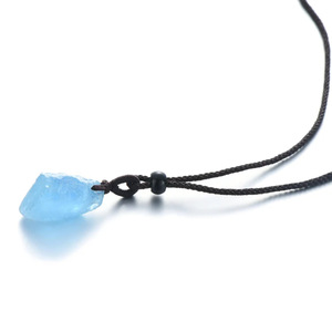 Wholesale Natural <b>Crystal</b> Healing Stone Ornament Aquamarine <b>Raw</b> Stone Pendant Crafts Decoration - Product Image 3