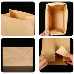 Cổ phiếu tái chế giấy <span class=keywords><strong>kraft</strong></span> trắng và nâu Takeaway rang túi bánh mì không có tay cầm Túi mua sắm phẳng cho tiệm bánh snack - Product Image 3