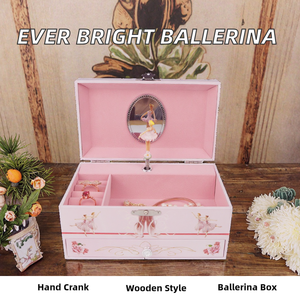 Boîte à <span class=keywords><strong>musique</strong></span> en bois rectangulaire à manivelle, avec figurine de ballerine rotative, pour bijoux, durée sonore 120 secondes, Ever Bright Beauty - Product Image 2
