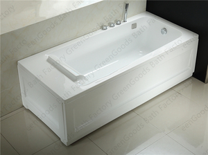 CE Acrylique Rectangulaire Tablier <span class=keywords><strong>Baignoire</strong></span> avec Incurvée Appui-Tête - Product Image 2