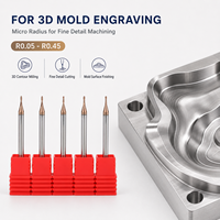 Fraise à bout sphérique micro-billes en carbure monobloc revêtu de bronze R0.05-R0.45 pour gravure de moules 3D