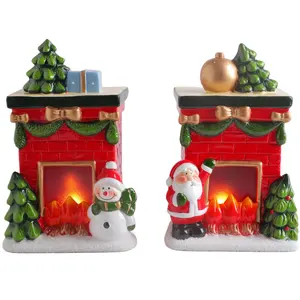 Noel terracotta süslemeleri küçük ev mikro peyzaj dekorasyon noel hediyesi led seramik noel dekorasyon ile
