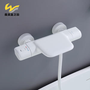 Ensemble de douche mural thermostatique portable en cuivre massif, style minimaliste moderne, avec douchette et robinets, accessoire de salle de bain, vente en gros - Product Image 3