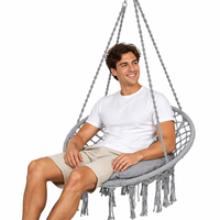 Fauteuil suspendu en macramé fait main, hamac en corde de coton avec kit de fixation pour utilisation en extérieur dans les parcs