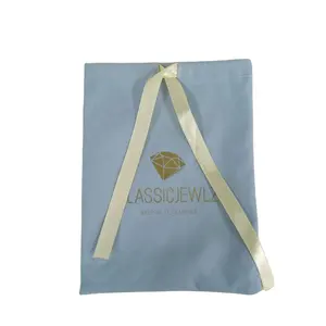 Borse con coulisse sacchetto regalo all'ingrosso borsa di velluto di alta qualità gioielli in velluto personalizzato blu ricamo in seta