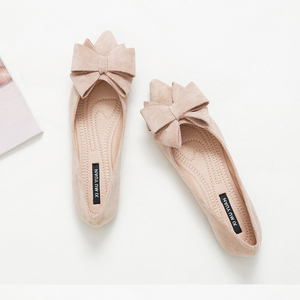Femmes Bowknot Ballerines Bout Pointu Casual Chaussures Plates Daim Habillé Porter au Travail Slip-Ons Mocassins - Product Image 2