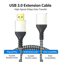 Câble d'extension haute vitesse tressé en nylon mâle-femelle avec connecteur plaqué or et coque en aluminium pour transfert de données