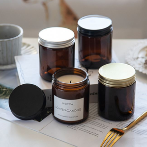 Botella vacía de aromaterapia de 100ML, 200ML, 30oz, 70oz, taza de vela de color ámbar DIY, <span class=keywords><strong>boca</strong></span> grande, vidrio, mesa de vela, botella vacía - Product Image 4