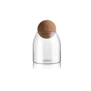 Bocal en verre OEM avec <span class=keywords><strong>joint</strong></span> hermétique couvercle en bois boule bocal à bonbons transparent bocal Mason bocal de stockage des aliments boîte pour servir le thé café épices sucre - Product Image 1