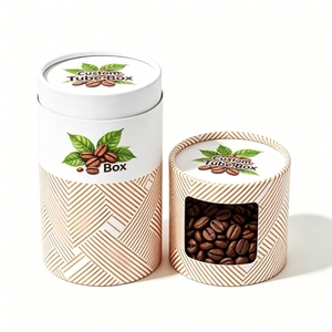 Tubo Cilíndrico de Papel Kraft Blanco Personalizado de Grado Alimenticio, Envase Biodegradable para Granos de Café y Té Orgánico con Ventana Transparente - Product Image 5