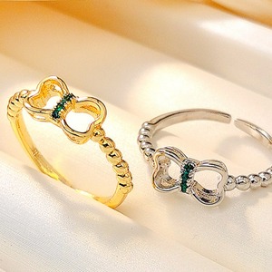Anello Aperto a Forma di Fiocco con Dettagli Scintillanti, Design Elegante, Accessori di Moda per Donne - Product Image 3