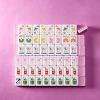 Ensemble de Mahjong américain de luxe, triple couche, transparent rose, pour les soirées cocktails, la plage, les fêtes de Noël