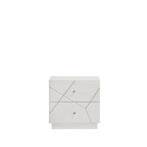Manhattan Nightstand Lacquer Finish Geometric Design Velvet Lined <b>Drawers</b> Modern Bedroom <b>Storage</b> - Product Image 1