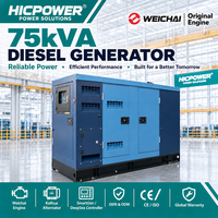 Genset Diesel Weichai 60kW 75kVA 3 Fasa 400V Rendah Kebisingan Harga Pabrik OEM Grosir untuk Daya Cadangan Industri