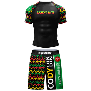 Ropa deportiva para hombre con impresión de sublimación personalizada de fábrica propia Mma Bjj Jiu-Jitsu Figting Rash Guard Sets ropa de entrenamiento Fitness - Product Image 3