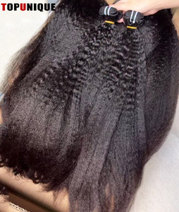 Mèches de cheveux humains <span class=keywords><strong>Kinky</strong></span> <span class=keywords><strong>Straight</strong></span> Yaki pour usage en salon avec closure, cheveux vierges vietnamiens bruts 100 % non traités, directement de l'usine - Product Image 1