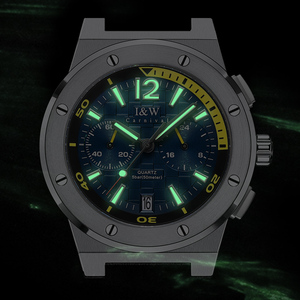 Montre de sport et de mode I&W CARNIVAL, mouvement quartz <span class=keywords><strong>Seiko</strong></span> <span class=keywords><strong>VK64</strong></span>, boîtier en acier inoxydable, bracelet en caoutchouc, résistance à l'eau 50m, cadran 42mm - Product Image 4