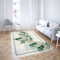 Niedrigfloriger Samtteppich im Landhausstil & Minimalistisches Muster Anpassbare Bodenmatten für Wohnzimmer Rutschfest Maschinenwaschbar