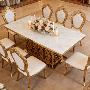 Mesa de Comedor Informal de Acero Inoxidable, Mesa de Banquete Comercial para Hotel, Mesa de Comedor Rectangular de Mármol Moderno Europeo para Bodas - Product Image 1