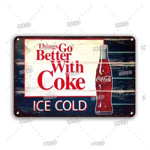 Affiche en métal de Cola Vintage, signe en métal d'art mural rétro, <span class=keywords><strong>Plaque</strong></span> en métal décorative, signe en étain de grotte d'homme, vente en gros - Product Image 3