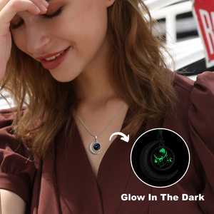 Collar con colgante de luna de acero inoxidable con cadena de eslabones cabujón de cristal del zodiaco de 12 Constelaciones para regalo de <span class=keywords><strong>amistad</strong></span> o cumpleaños - Product Image 4