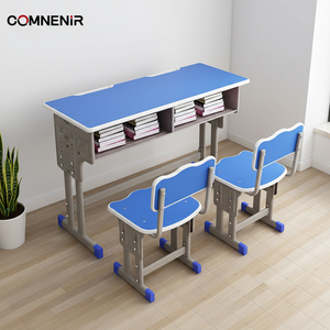 Set Scrivania e Sedia per Studenti Personalizzabile, Arredo Scolastico Regolabile per Scuola Primaria in Metallo - Product Image 1