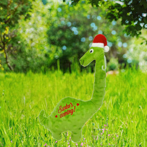 Offre Spéciale : Jouets d'enrichissement pour chiens en peluche écologiques – Jouet à mâcher et à griffer en forme de dinosaure pour Noël, avec sonnette intégrée - Product Image 3