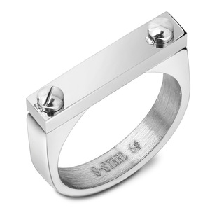 Bague unisexe en acier inoxydable plaqué or 18 carats et titane, 4 mm, à double rivet plat, design géométrique à vis, pour usage quotidien - Product Image 3