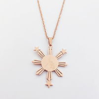 Acier inoxydable Or Couleur Philippines Carte Pendentif Collier Mode Philippines Carte Coeur Bijoux