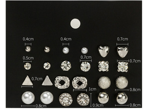 Fashion 12 Pairs <strong>Earring</strong> <strong>Set</strong> Square Crystal Heart <strong>Stud</strong> <strong>Earrings</strong> Jewelry <strong>Sets</strong> for Women Piercing Simulated Pearl Flower <strong>Earring</strong> - Product Image 4