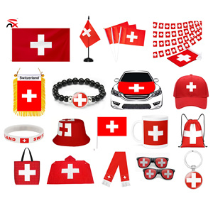 Meilleures ventes : Ensemble <span class=keywords><strong>de</strong></span> soutien personnalisé pour le football avec drapeau suisse, comprenant un chapeau bob et un <span class=keywords><strong>sac</strong></span> fourre-tout à cordon, idéal pour les événements. - Product Image 1