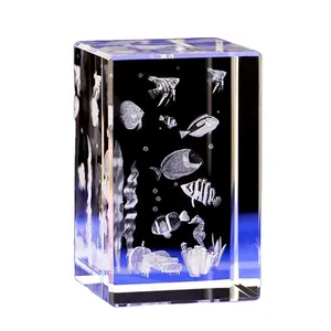 Custom Crystal Cube 3D Laser Engraving Animal Picture Cuboid Transparent Creativity 3D Laser Crystal Cube