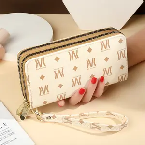 2021 PU girls Korean style cute candy color green leaf long cash wallet coin purses card holder with pendant