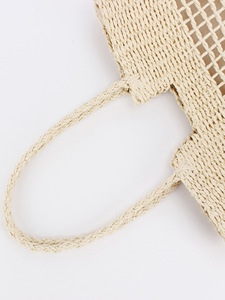 Sac tissé à la main en corde de papier ajourée, grande capacité, pour les vacances et les voyages, avec fermeture éclair et doubles bretelles, idéal pour la plage estivale Tanjing - Product Image 2