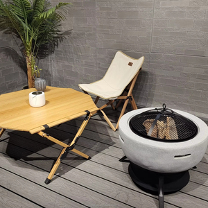 <span class=keywords><strong>Brasero</strong></span> d'extérieur miniature en acier de qualité supérieure, sculpté à la main, style coréen, en Fiberclay luxueux, avec chariot pour charbon de bois, pour camping et barbecue - Product Image 1
