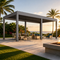 Pergola motorisée rétractable en aluminium avec capteur de pluie, éclairage RGB, imperméable, revêtement poudré, gazebo de jardin