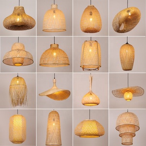 Lampe suspendue artisanale en <span class=keywords><strong>bambou</strong></span> naturel, style bohème, en rotin tressé écologique, pour îlot de cuisine et salle à manger - Product Image 4