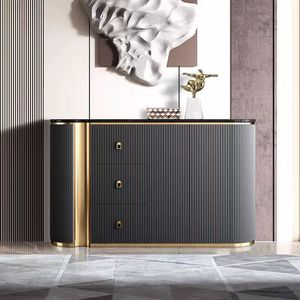 Italian Luxury Home Furniture Simple Golden Wood <strong>Sideboard</strong> Console Table with Storage <strong>for</strong> Dining Hotel &amp; <strong>Kitchen</strong> Use - Product Image 4