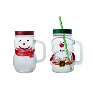Christmas <strong>Mason</strong> <strong>Jar</strong> with Metal Lid and <strong>Plastic</strong> Straw - Product Image 6