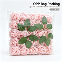 Roses artificielles de 8 cm avec tige, emballées en sachet, support en mousse PE, 25 têtes, haute qualité, style romantique, décorations de mariage